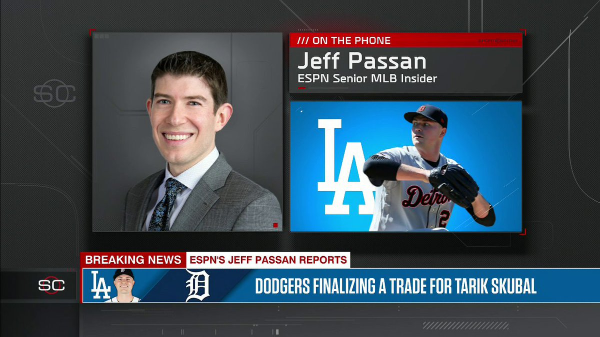 “They already were strong favorites to win the World Series, they will now be overwhelming favorites." Jeff Passan on the Dodgers finalizing a trade for Tarik Skubal 👀