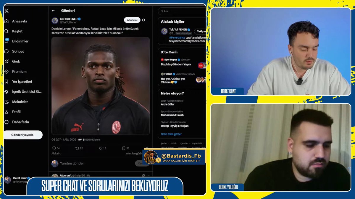 🚨 Berat Kunt: Fenerbahçe'de yakın zamanda ayrılık durumu olmasını beklediğim oyuncular: 🔹Musaba 🔹Becao 🔹Oosterwolde'nin Sturm Graz maçlarından sonra gitme ihtimali yüksek. 🔹Fred'in gitme ihtimali çok yüksek.