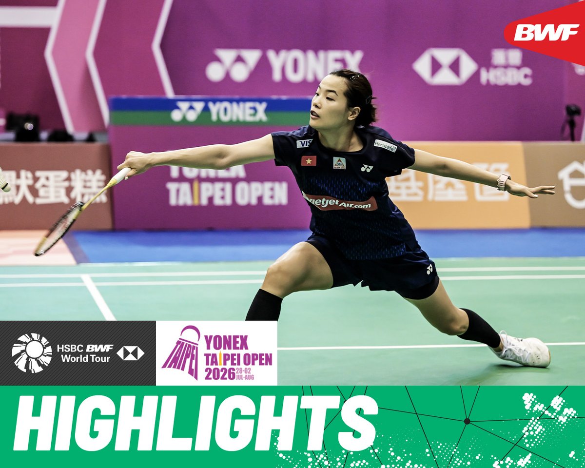 17-year-old Tanvi Sharma 🇮🇳 goes for gold against Nguyen Thuy Linh 🇻🇳. #BWFWorldTour #TaipeiOpen2026