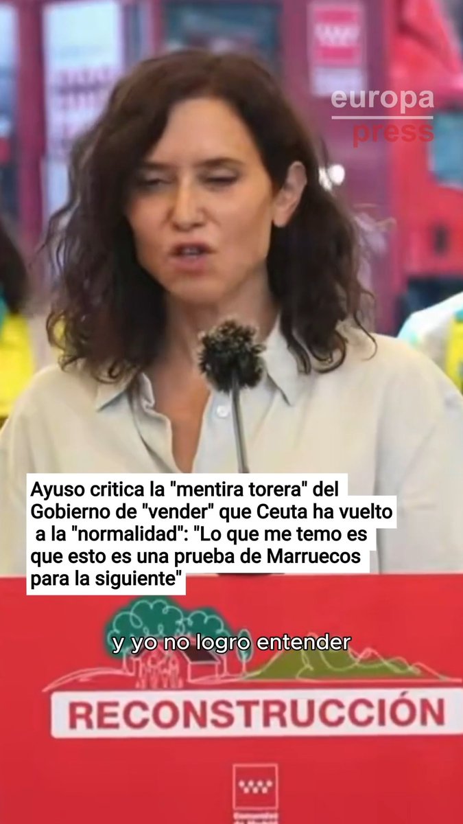 Ayuso critica la "mentira torera" del Gobierno de "vender" que Ceuta ha vuelto a la "normalidad" y se pregunta por qué Sánchez "da las gracias a Marruecos": "Lo que me temo es que esto es una prueba de Marruecos para la siguiente"
