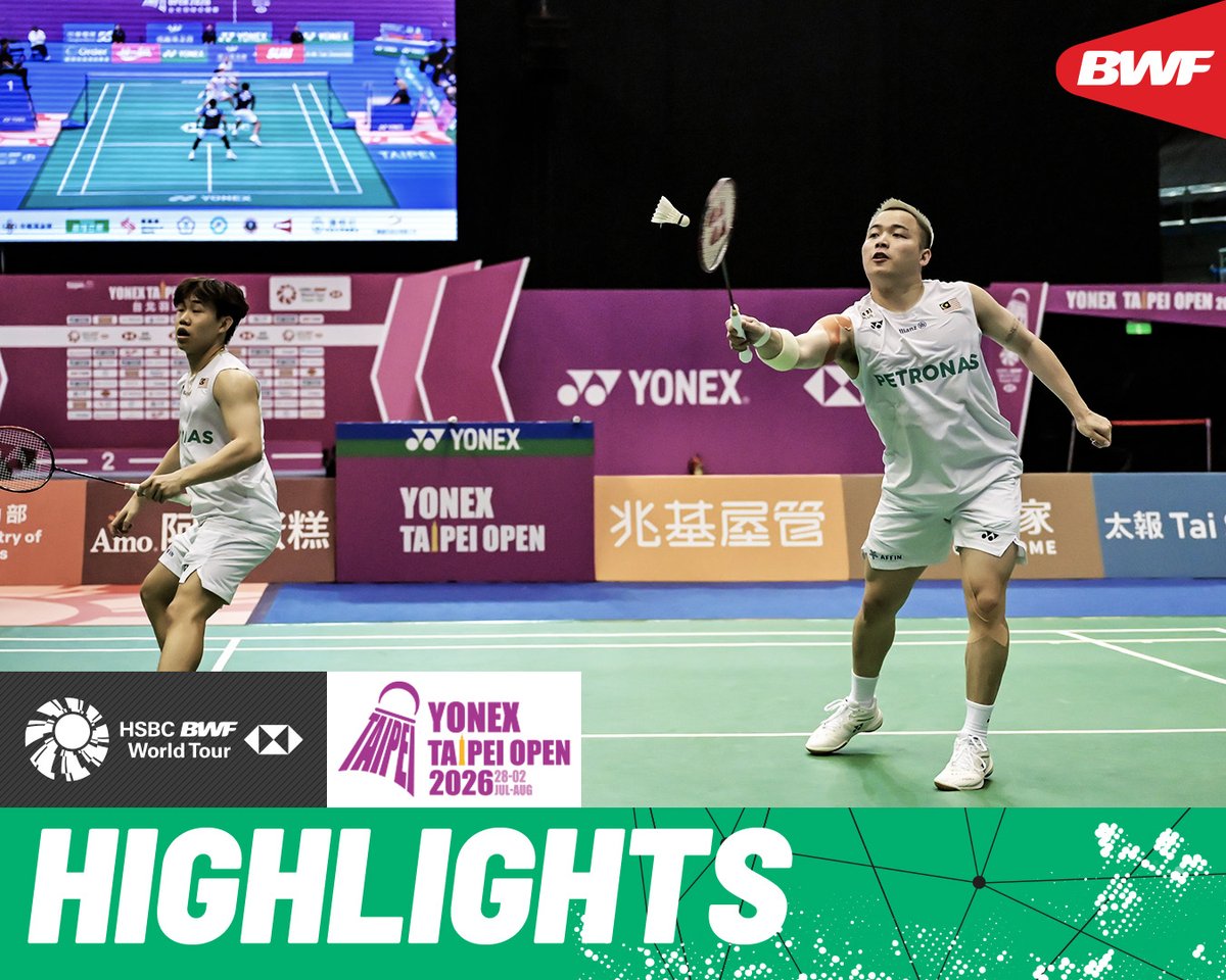 Carnando/Marthin 🇮🇩 rival No.5 seeds Chia/Tai 🇲🇾 for the title. #BWFWorldTour #TaipeiOpen2026