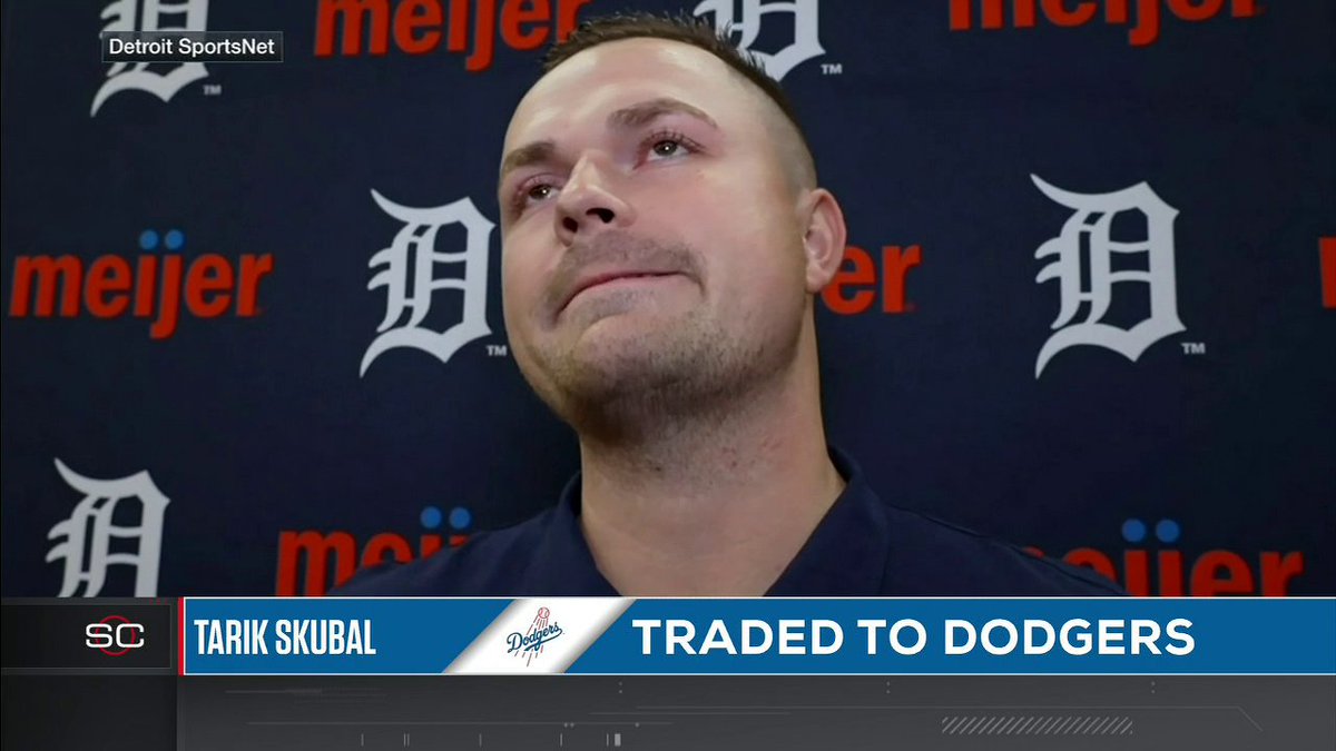 Tarik Skubal got emotional speaking about being traded to the Dodgers 🥺