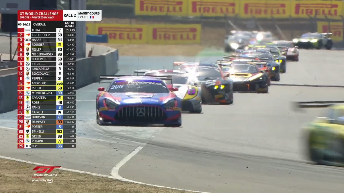 We're racing at Magny-Cours. A jump start nets poleman Nicki Thiim a 10-second penalty! 📺 #GTWorld