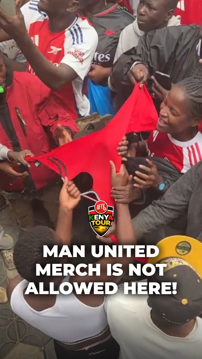 Arsenal fans in Kenya DESTROY Man Utd shirt! 😳 Thank you to SafaricomSport for powering the AFTV Victory Tour in Kenya, with the support of Serena Hotels-Africa, 82 Sports, and Zetech University. #AFTVKenya #Arsenal