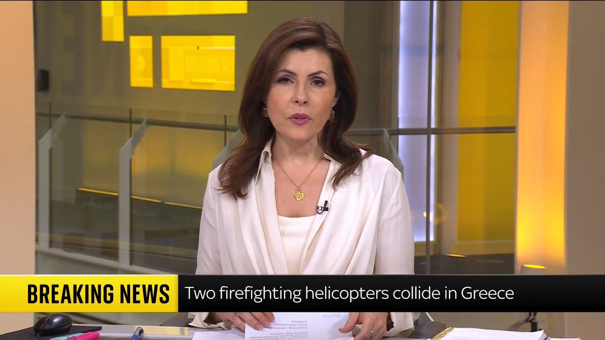 BREAKING: Footage has emerged of the moment two firefighting helicopters collided in Greece while tackling a blaze in Psatha, west of Athens. Sky's Barnaby Papadopulos has the latest developments. 📺 Sky 501, Virgin 602, Freeview 233 and YouTube