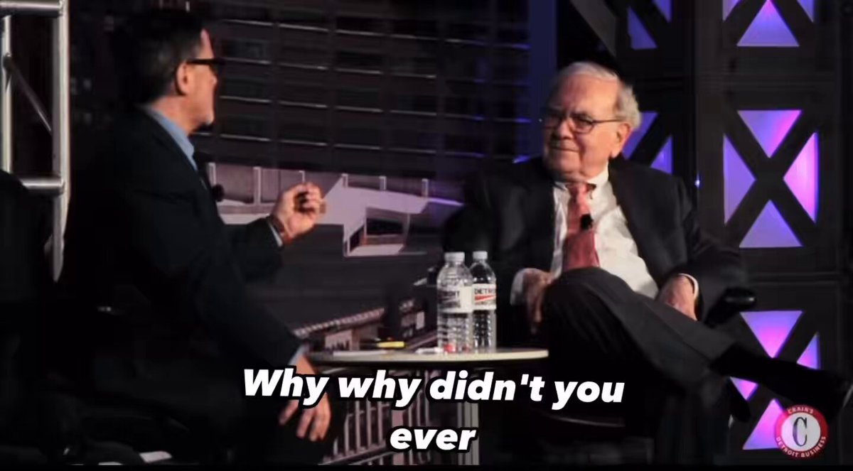 “I’ve been in the same house for over 56 years in Omaha. My children and grandchildren have gone to same school as I did.” “In my zip code, there’re over 100 Berkshire shareholders whom I’m friends with..as long as the stock’s up.” 😂 “Now if I move to Palm springs or something, I’ll probably not even know my neighbours.” - Warren Buffett