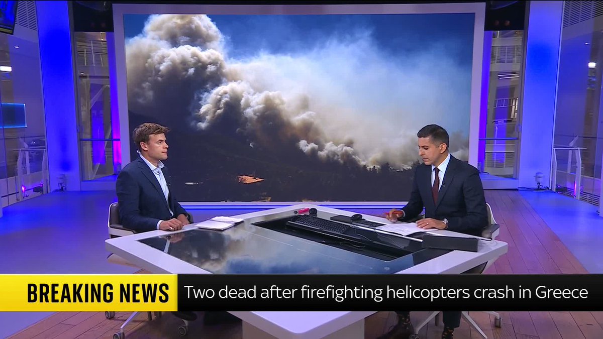 Greece's fire service says the victims of a firefighting helicopter crash were a Greek national and a Danish national, while a British national was also involved in the crash. Sky's Barnaby Papadopulos has the latest developments. 📺 Sky 501, Virgin 602