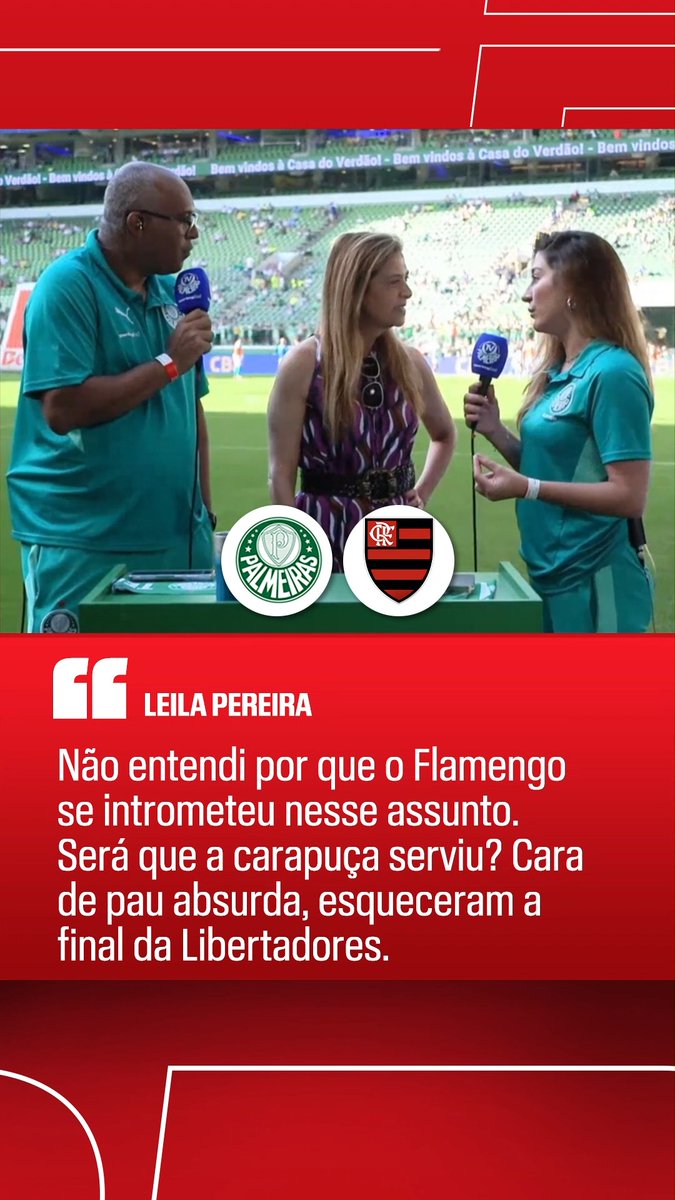 SOLTOU O VERBO! Durante o pré-jogo de Palmeiras x Fortaleza, Leila Pereira, presidente do clube alviverde, detonou o Flamengo por conta da nota oficial do clube rubro-negro contra a arbitragem! 📽️ TV Palmeiras #FutebolNaESPN #Palmeiras #Flamengo