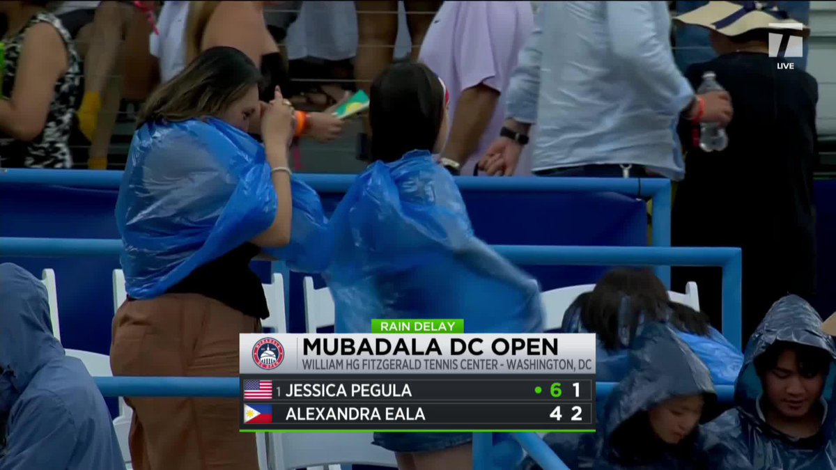 Play is paused in the Washington DC final between Jessica Pegula and Alex Eala due to rain 🌧️😓