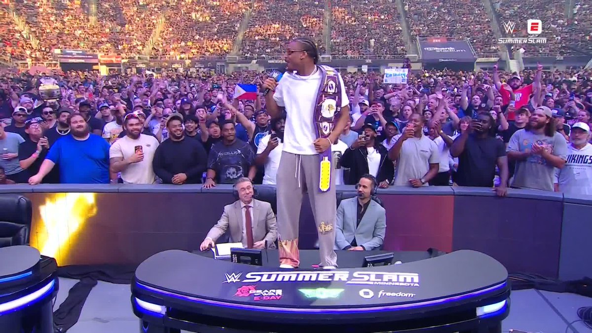 .JJETS✈️ gets us HYPED for the Main Event 🙌 Minnesota Vikings | #SummerSlam