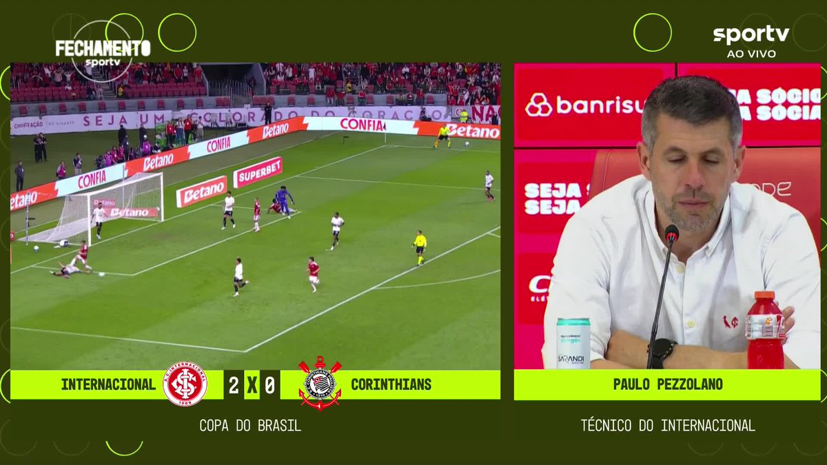 Paulo Pezzolano, após Inter 2 x 0 Corinthians, pela Copa do Brasil: "O próximo jogo lá vai ser muito sofrido. Não tem nada fechado, temos de entrar 100%". #futebol #internacional #copadobrasil