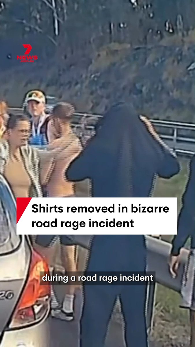 A minor traffic disagreement almost descended into violence on the Sunshine Coast. Video shows a van trying to push into another lane of traffic on the Bruce Highway. The driver jumps out and he's confronted by other motorists before tearing off his shirt. #RoadRage #Dashcam #Bizarre #HighwayIncident