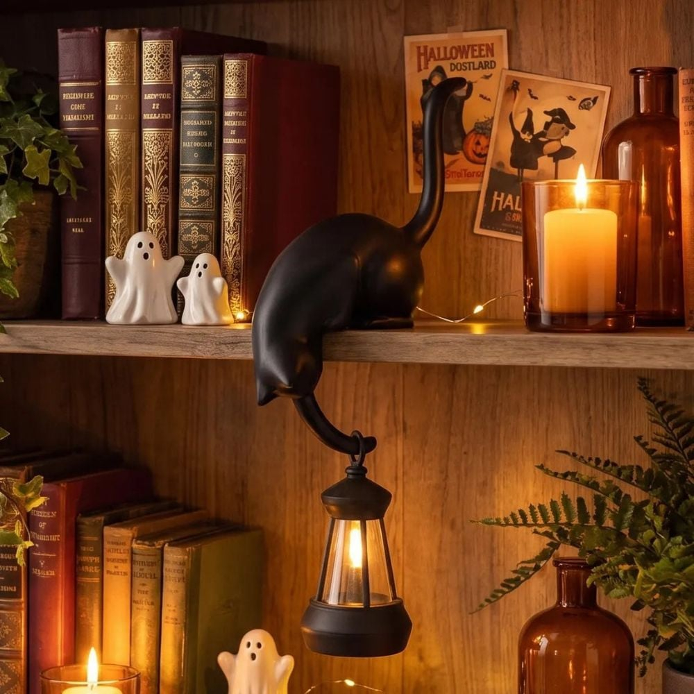 Give your shelf a little personality. 🐱 A charming stretching cat, a warm LED lantern, and a handy hook—all in one adorable piece of home decor. Get yours: