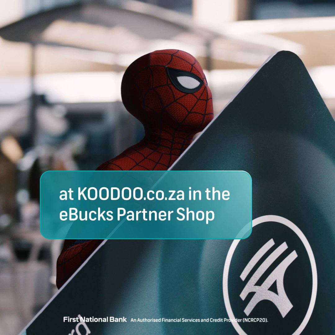 Your FNB Credit Card is your superpower! KOODOO is now in the eBucks Partner Shop for all your tech gear. Plus you can earn up to 100% back in eBucks. Swing in to action and shop all your favourite gear, games and merch now!