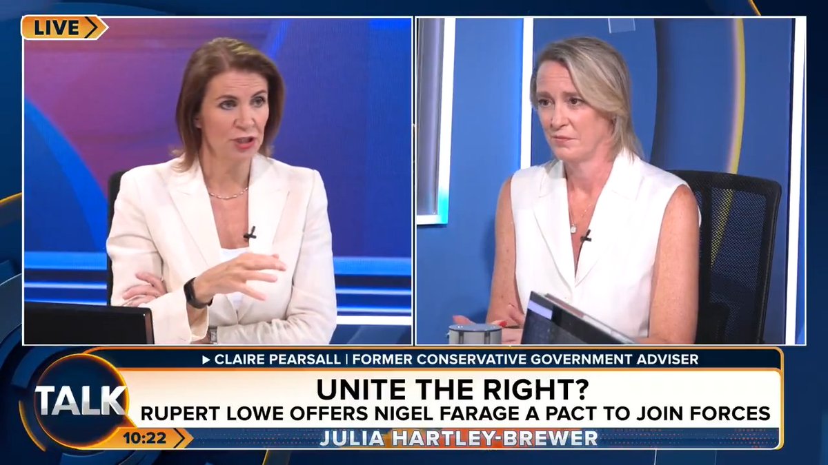 🚨"Restore in Makerfield and in the Manchester mayoral election are hitting what otherwise would be a Reform vote." Julia Hartley-Brewer reacts to the news that Rupert Lowe has offered Nigel Farage a pact to unite the "patriotic right". Julia Hartley-Brewer