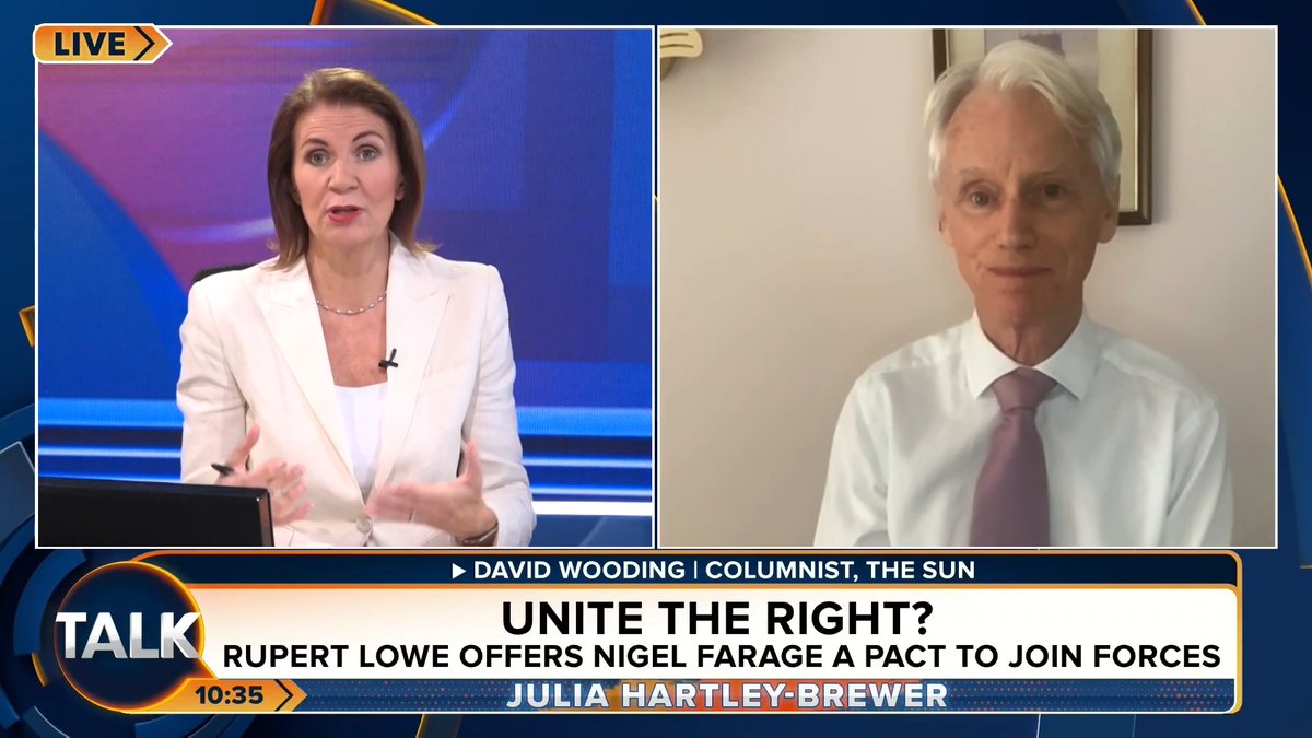🚨"The problem with the deal offered by Restore is that it contains so many unacceptable issues..." The Sun's David Wooding says Nigel Farage is not going to throw Suella Braverman and Robert "under the bus" to do a deal with Rupert Lowe. Julia Hartley-Brewer