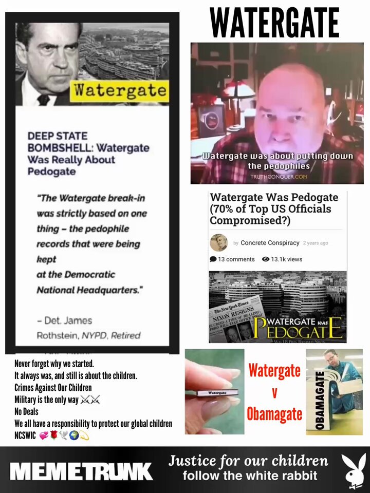 🔥WATERGATE WAS PEDOGATE 🔥 Never forget why we started. It always was, and still is about the children. Crimes Against Our Children Military is the only way No Deals !!! We all have a responsibility to protect our global children. NCSWIC 💞🌹🕊🌍💫