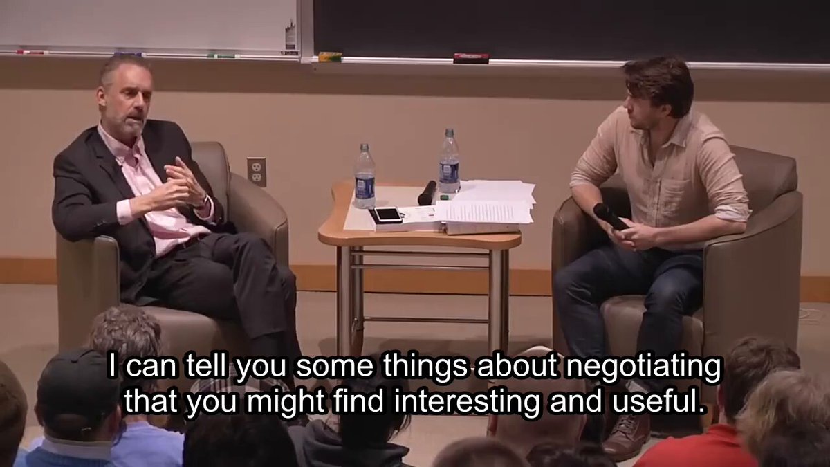 Jordan Peterson: "If you're competent and silent you will be ignored." "You might think well people should reward you because you're competent. And yes of course they should. But if you're competent and silent then you're just part of the background that's keeping everything functioning" On why you cannot negotiate from a position of weakness: "If you want to push your career forward you have to push it forward. You have to be competent and you have to be strategic" "To be strategic when you negotiate for a new position or a new salary you have to be able to say if you don't give me what I want then something you don't like will happen to you" "It's not a physical threat. It's that you have an option" "You have your CV in order. You're educated and competent and desirable to people outside of your immediate job. You're willing to instantly put yourself on the job market" "So that when you go talk to the person you're negotiating with you're credible" On the one thing most people completely miss about negotiation: "It's very seldom that you're talking to the person who's at the top of the pecking order. What you need to do is tell them a story that they can tell to their boss to make you not a problem" "A good story is look we really need this person because they're hyper competent and they have a better offer" "If you go in there with no power you're going to lose. Obviously" He concludes with the one thing every competent person needs to hear: "The first thing you need to know if you're going to negotiate is that you have to be able to say no. And what no means is that you're not going to do it"