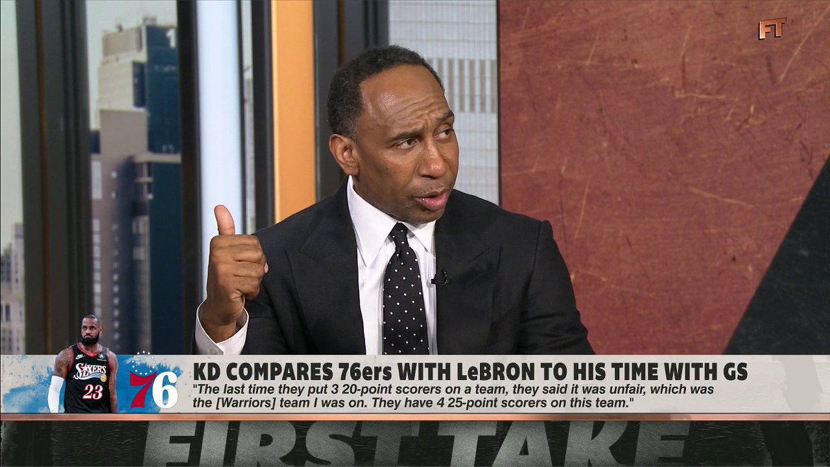 "[The Golden State Warriors] were clear-cut favorites by a mile to win the championship. We don't even know if the Philadelphia 76ers are going to come out of the East." Stephen A Smith weighs in on Kevin Durant comparing LeBron's move to the 76ers to his Warriors tenure 👀