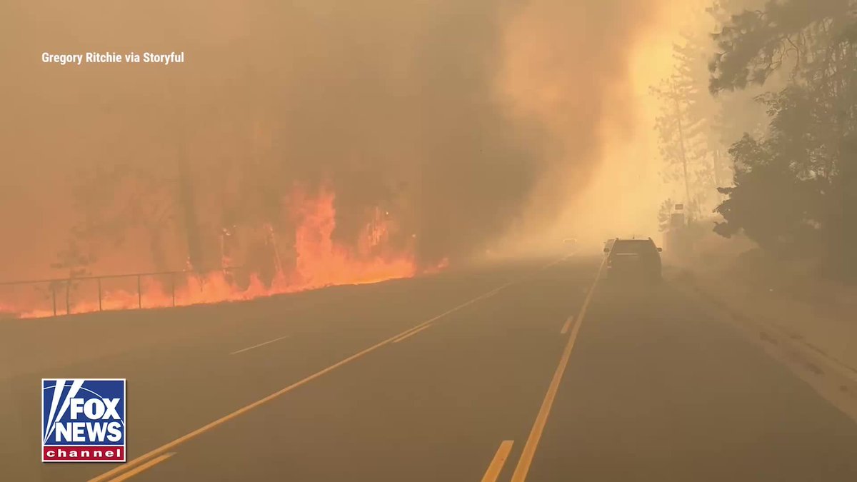 Massive flames race alongside a roadway as the Spokane Complex Fire tears through eastern Washington, forcing tens of thousands to evacuate. The fast-moving fire is made up of the Old Trails, Fairview and Autumn Lane fires and has burned more than 8,000 acres with 0% containment as of Monday. Officials say more than 600 structures across Spokane County have already been destroyed as crews continue battling the blaze.