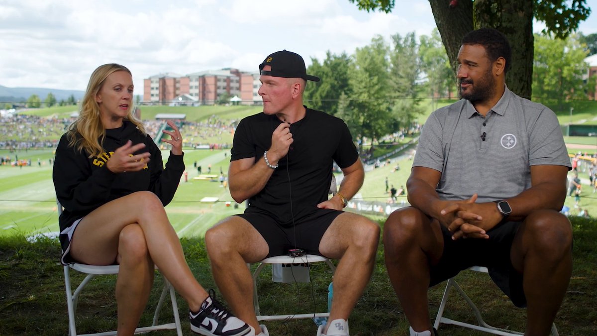 .Missi Matthews and Max Starks IV caught up with Pat McAfee at #SteelersCamp.