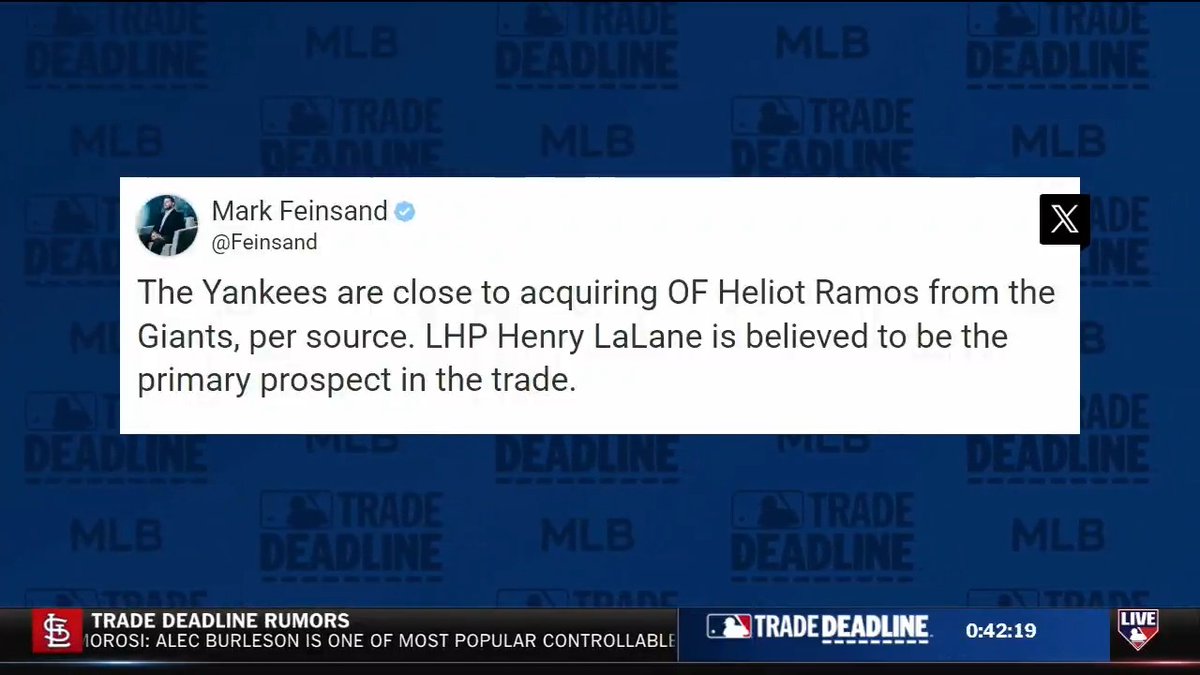 .Mark Feinsand shares the latest on the Yankees reportedly trading for Heliot Ramos to fill their need in the outfield and their current hunt for a catcher. MLB Network + CohnReznick