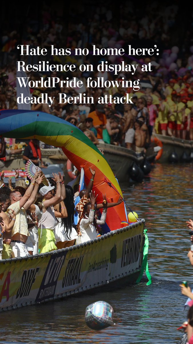 Hundreds of thousands of people lined Amsterdam’s canals on Saturday to watch the city’s canal boat parade, just a week after a deadly attack on a Pride event in Berlin.