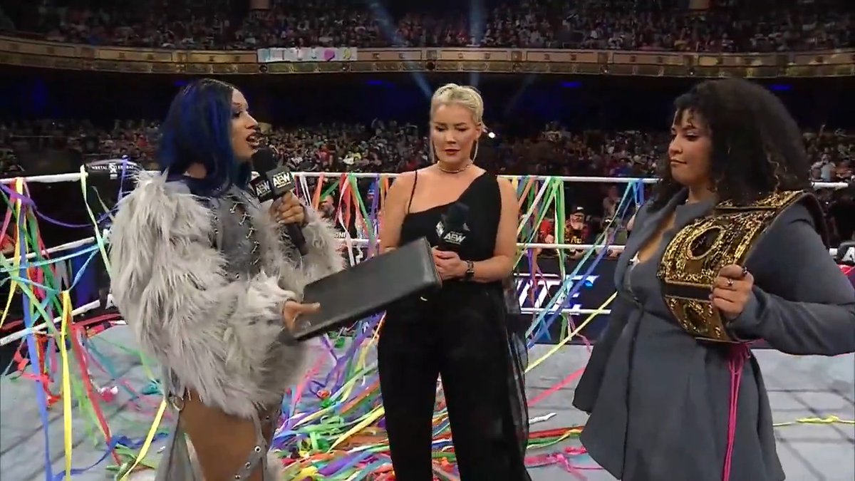 The CEO Big D Moné interrupted AEW Women's World Champion @WillowWrestles' celebration, and as tensions reached a fever pitch, AEW Women's World Tag Team Champions Divine Dominion attacked! Willow teams w/Brawling Birds to face Moné & Divine Dominion, WEDNESDAY!