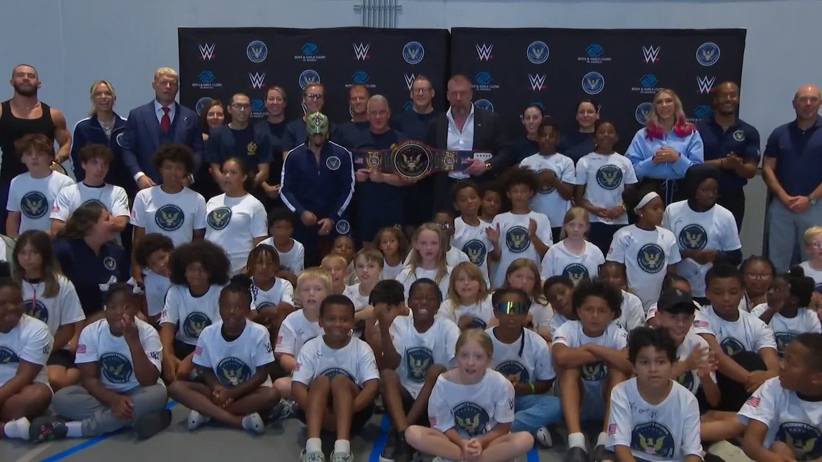 WWE Superstars and Boys & Girls Clubs of America kids kicked off the Get Kids Active Presidential Fitness Test with a youth fitness event in Des Moines today before Raw.