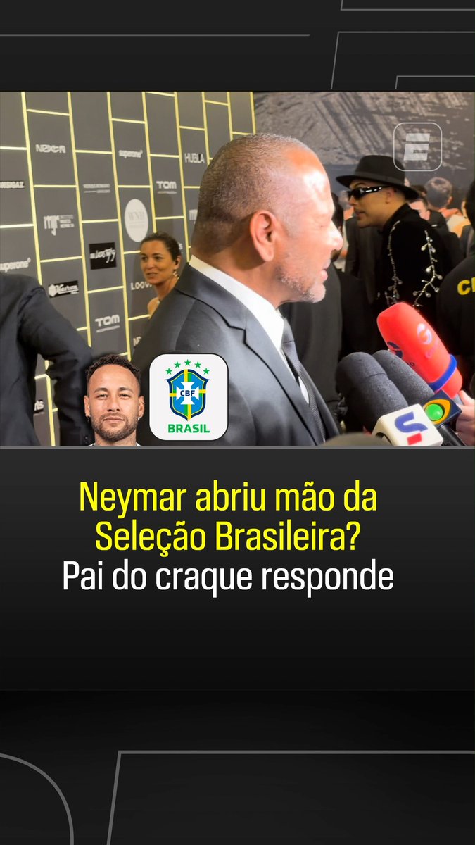🚨 “Você acha que o Neymar abriu mão da Seleção Brasileira? O que ele falou? Você (jornalista) está mal informado de novo! Ele falou: ‘eu acho que não quero’. Entendeu? Ele acha que não quer. Gente, a gente acabou de sair de uma Copa do Mundo, e você quer que o cara tenha uma resposta hoje de uma Copa daqui a 4 anos?” “Ele acha que a Seleção Brasileira terminou para ele, mas eu não acho. Ele acha.” 🎙️ Neymar Pai. 🎥 ESPN Brasil
