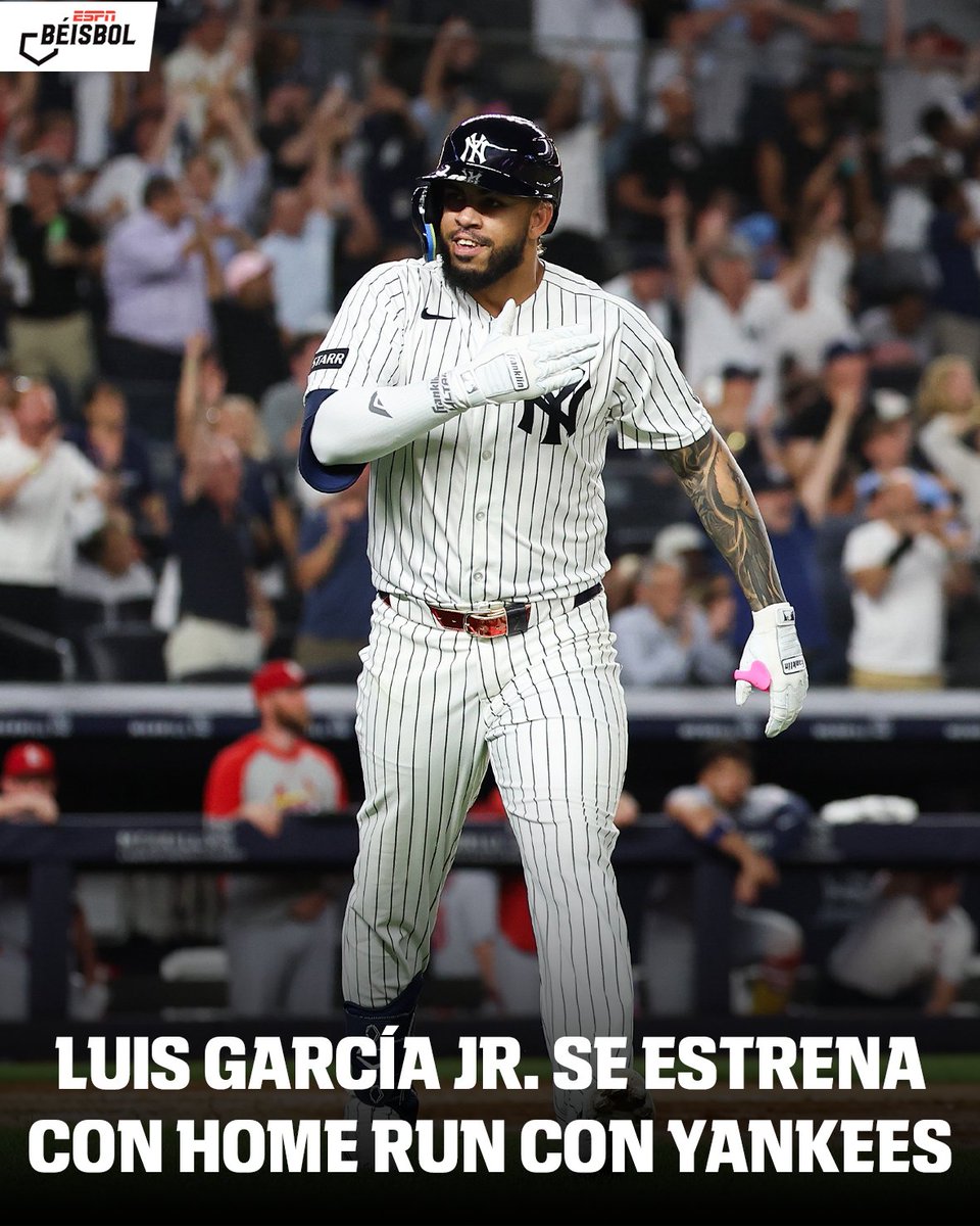 Luis García Jr. con un debut de ensueño conectó su primer cuadrangular con los New York Yankees. (Vía @mlb/IG)