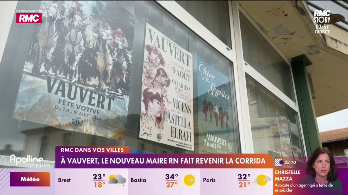 🔴 Direction Vauvert, dans le Gard, où le nouveau maire Rassemblement National, Nicolas Meizonnet, a décidé de programmer une corrida dans les arènes de sa ville #ApollineMatin