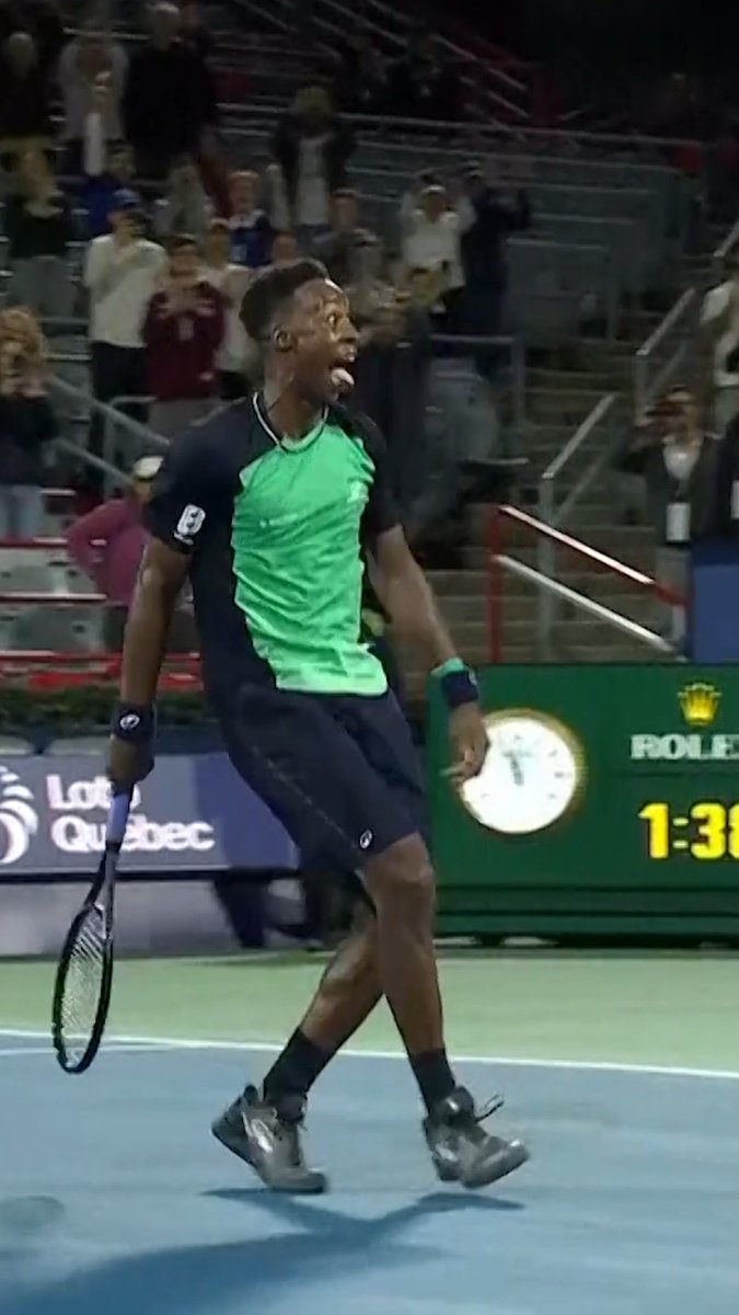 🏌️‍♂️ Wait for the celebration... Gael Monfils (39y 335d) is now the second-oldest man to win a match at the Canadian Open 🇨🇦