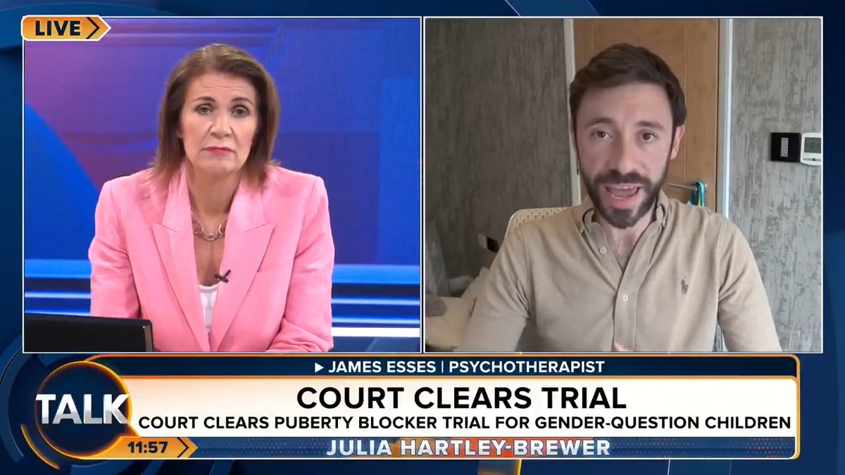 🚨"They are experimenting on children's bodies!" Julia Hartley-Brewer and psychotherapist James Esses discuss the "perverse and medieval" nature of the puberty blockers trial. Julia Hartley-Brewer | James Esses