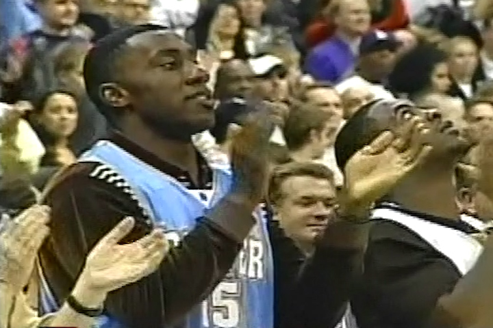 After every wrong Shannon Sharpe take I should bring this video: Watching Nuggets - Cavs game in a Carmelo Anthony jersey, instead of LeBron James’