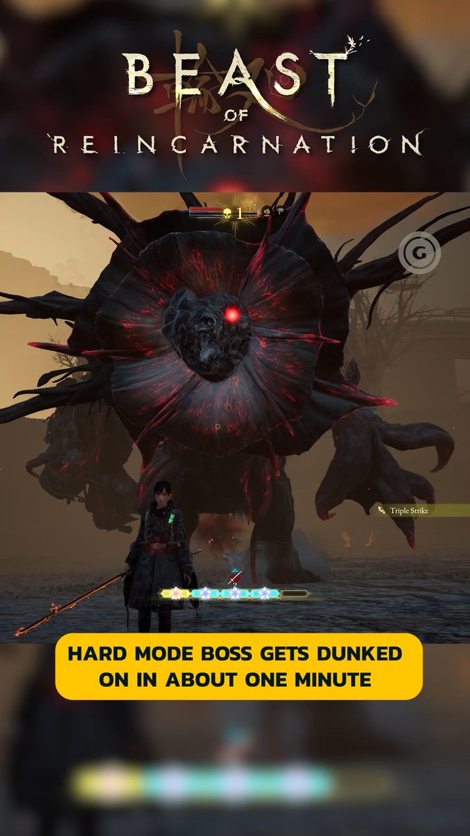 A satisfying video for your morning: Taking down an optional hard mode boss in Beast of Reincarnation... in about 60 seconds ⏱️