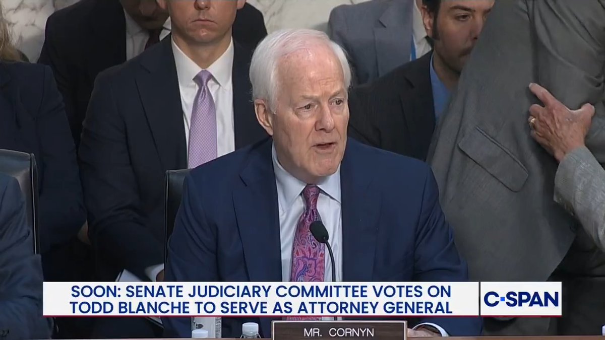 .Senator John Cornyn: They've been consistent about their assertion on behalf of the USA that the weaponization fund is dead...Given this agreement with Mr. Blanche, I expect the Department to live up to this in future litigation and I will vote to advance him out of the committee today.