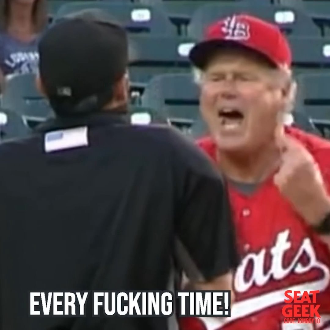 Umpire ejects manager while fixing his broken belt, a breakdown throwback