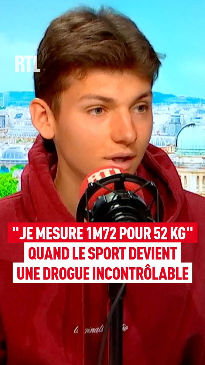 🎙️ "Les réseaux sociaux ont un gros impact sur la bigorexie" Esteban, 20 ans, est atteint de bigorexie, une addiction à l'activité physique. Il court l'équivalent de 5 marathons par semaine (plus de 210km). Il témoigne au micro de Faustine Bollaert dans "Un jour, une vie" sur #RTL