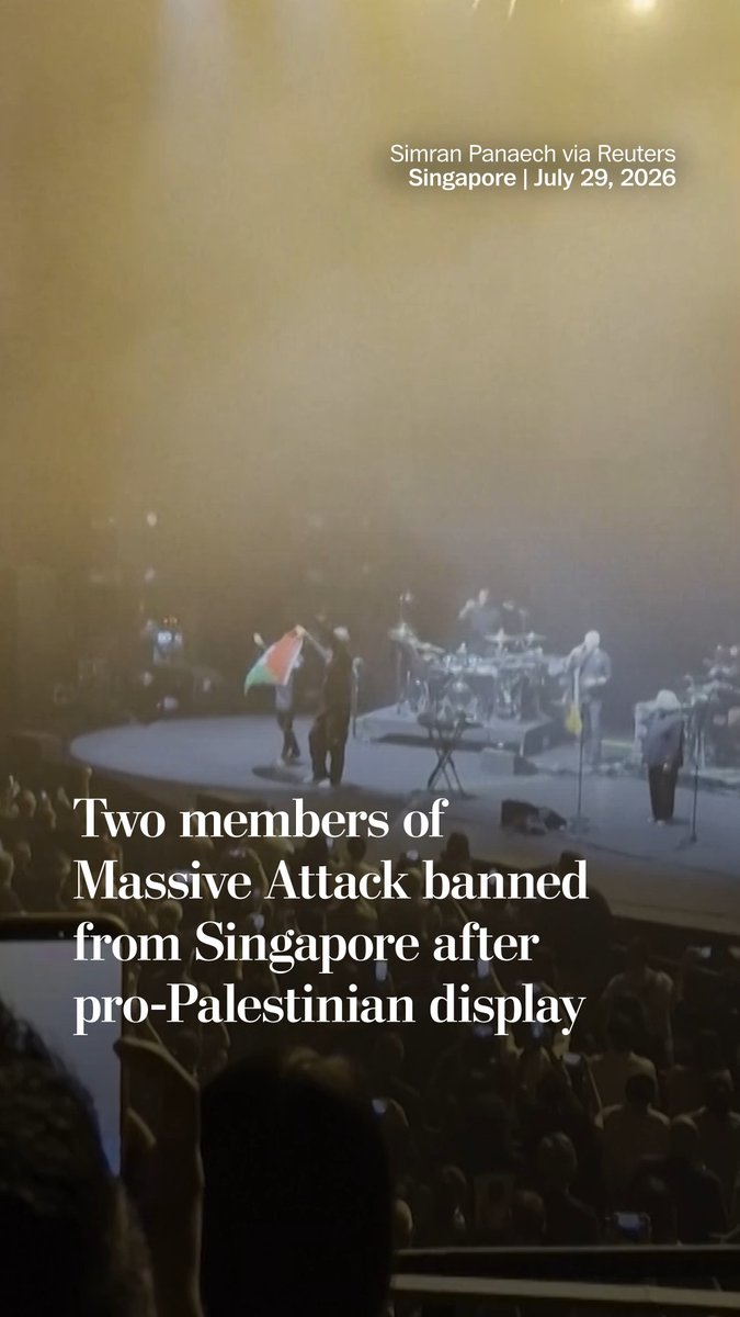 Singapore has banned the two core members of British band Massive Attack from reentering the country after they displayed a Palestinian flag and expressed support for the Palestinian cause during their concert last week. Read more: