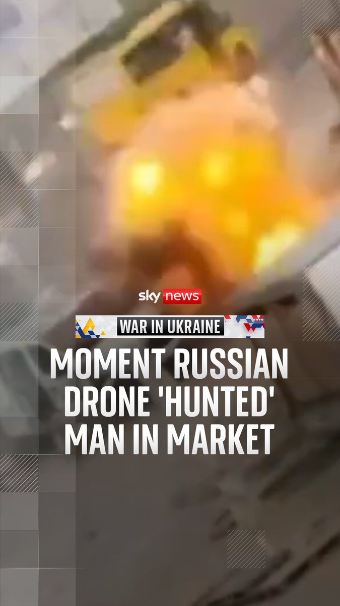 The footage shows a Russian drone chasing a man in Kherson, a city in southern Ukraine, before exploding next to him. The Ukrainian president, Volodymyr Zelenskyy, says the man was a civilian selling vegetables. Read more:
