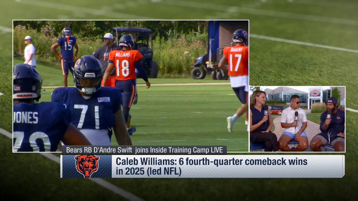 D'Andre Swift says that Caleb Williams's command and leadership of the Chicago Bears offense is "night and day" compared to this time last year 👀 (via NFL Network)