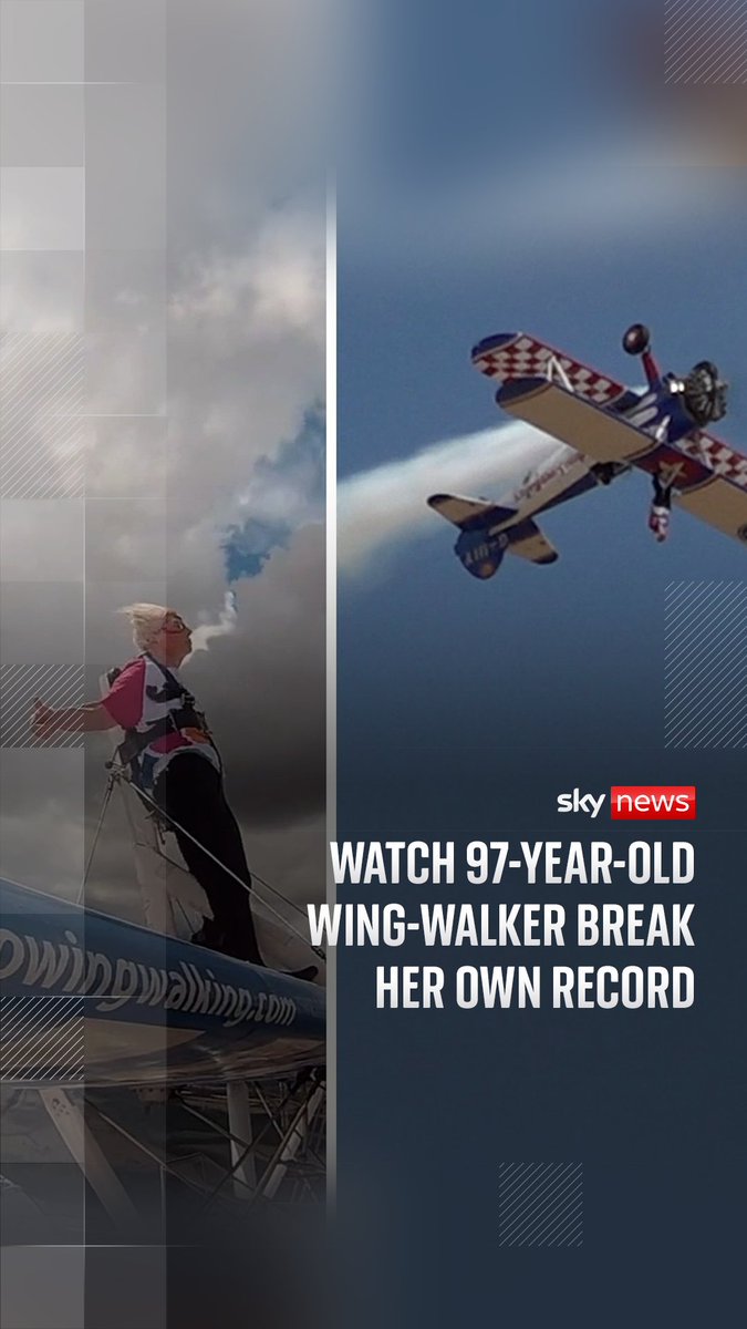 Betty Bromage decided to break her own wing-walking record to fundraise for Cheltenham General Hospital. The record attempt included flying in a loop at a speed of 140 miles per hour.