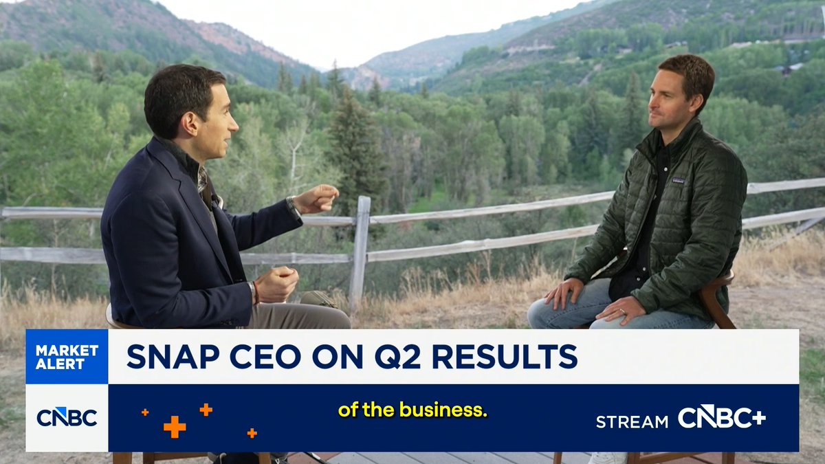 Q2 revenue up 19%. Ad momentum building. @SPECS launch on the horizon. Evan Spiegel joined Squawk Box this morning to cover it all.👇 Full interview: