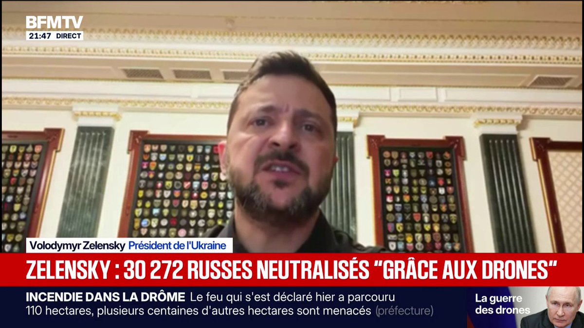 Volodymyr Zelensky annonce que 30.272 Russes ont été neutralisés "grâce aux drones" ukrainiens