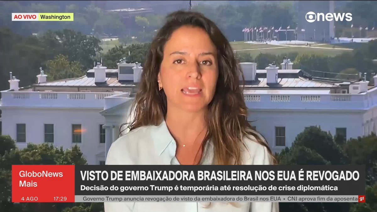 Embaixadora brasileira nos EUA tem visto revogado. Decisão do governo Trump é temporária até resolução de crise diplomática. ➡️ #GloboNewsMais - de segunda a sexta, às 16h, na #GloboNews. Assista na TV e no globoplay .