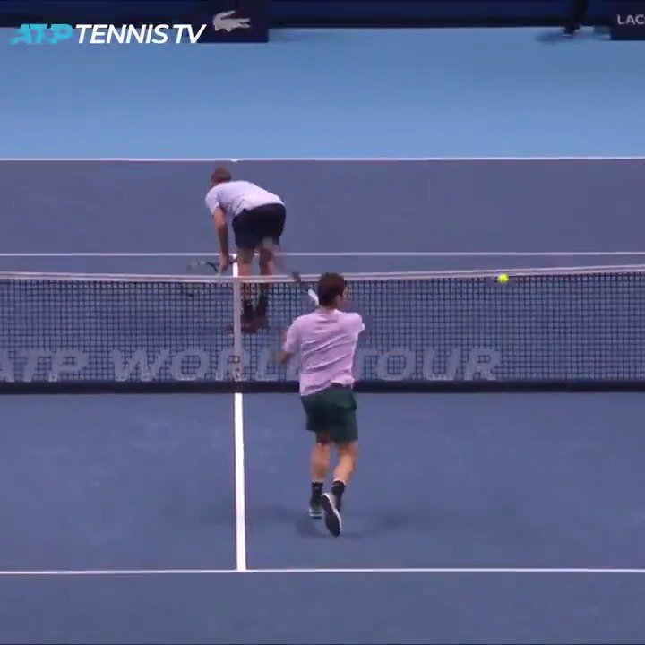 Federer missed this easiest passing shot after Sock turned back on him..... Roger later in Press : "It was a very big distraction though 🤣🤣"