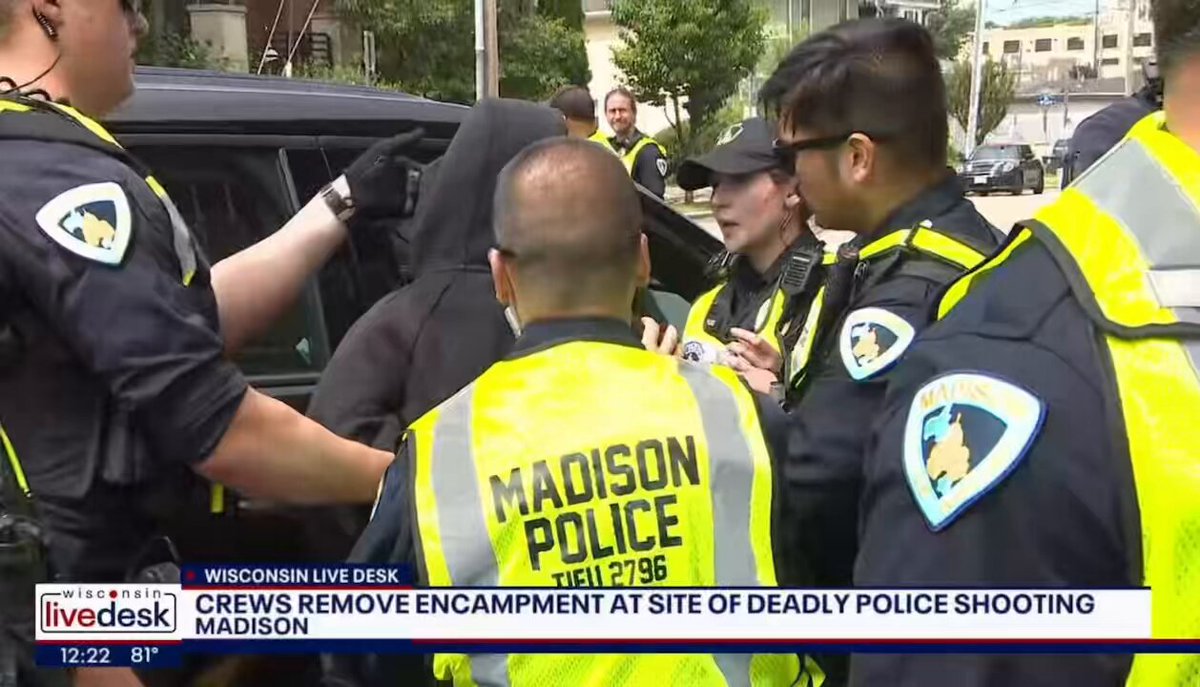 Protestors clash with police and try to stop cars in Madison, Wisconsin, after the city cleared an encampment. WARNING: Viewer discretion is advised. To give you the real sense of things, I am not bleeping swears.