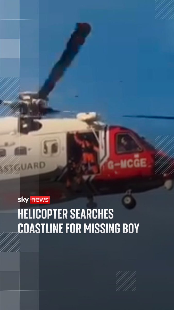 Emergency services are searching for a 13-year-old boy who got into difficulty in the sea. The boy was swimming off the coast of Hornsea, East Yorkshire, on Tuesday evening. Watch as search and rescue helicopter scours the coastline off East Yorkshire coast for missing boy