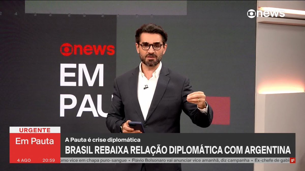 URGENTE: Brasil rebaixa relação diplomática com a Argentina. ➡️ #EmPauta - de segunda a sexta, às 20h, na #GloboNews. Assista na TV e no globoplay